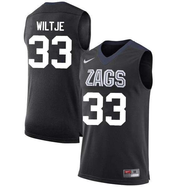 Men #33 Kyle Wiltje Gonzaga Bulldogs College Basketball Jerseys-Black